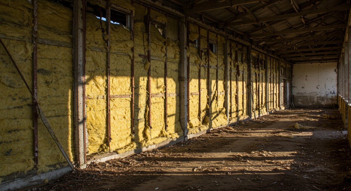 a building with a wall of insulation